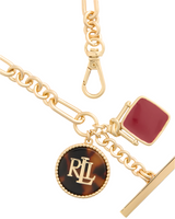 Lauren Ralph Lauren Gold-Plated Logo Charm & Stone Necklace