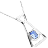 UNOde50 Sterling Silver Blue Faceted Crystal Long Pendant Necklace