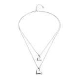 UNOde50 Double Layered Silver Heart Charms Pendant Necklace