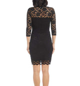 Karen Kane Womens V-Neck Scallop Hem Lace Dress