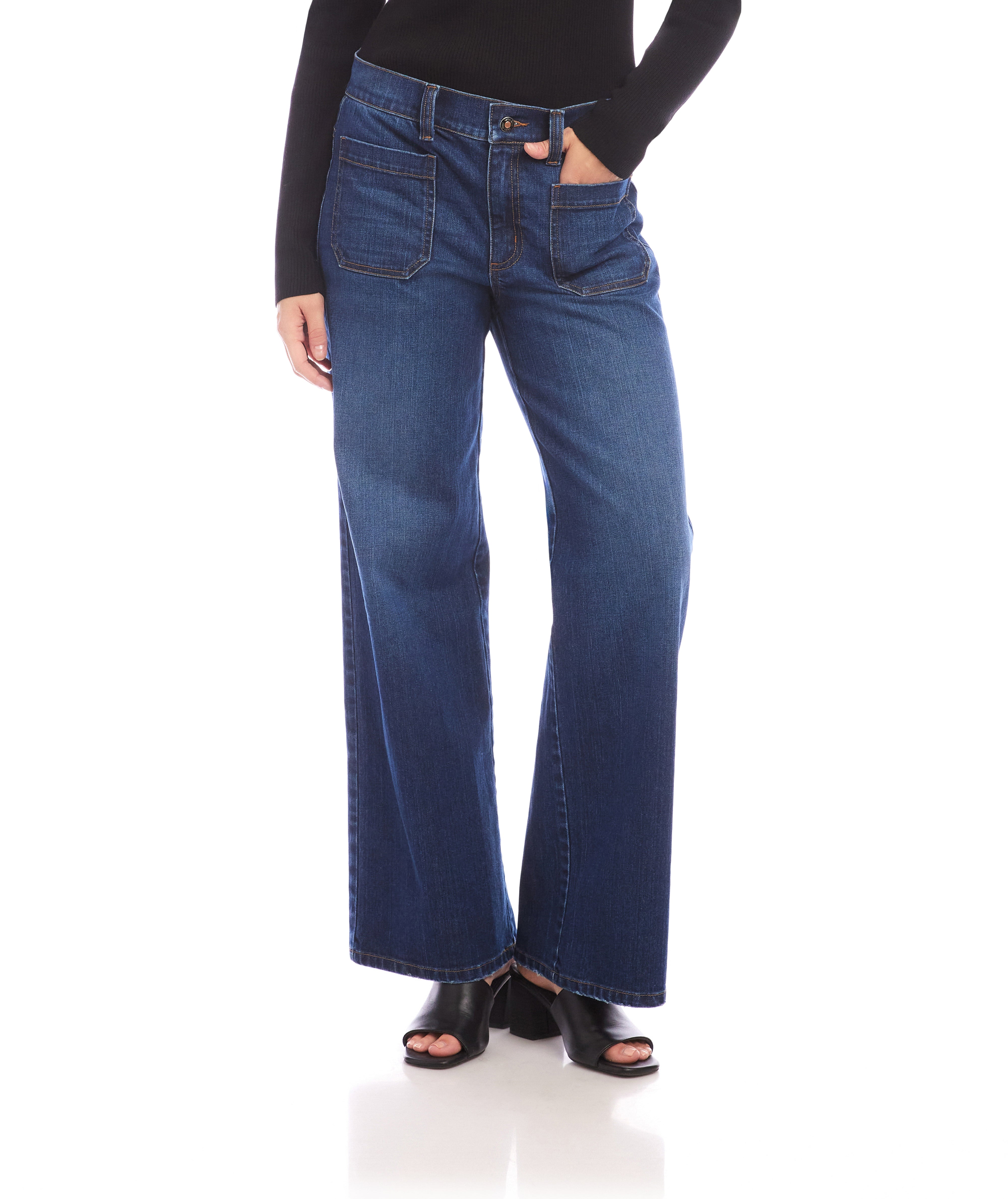 Karen Kane Womens Lauren Patch Pocket Jeans