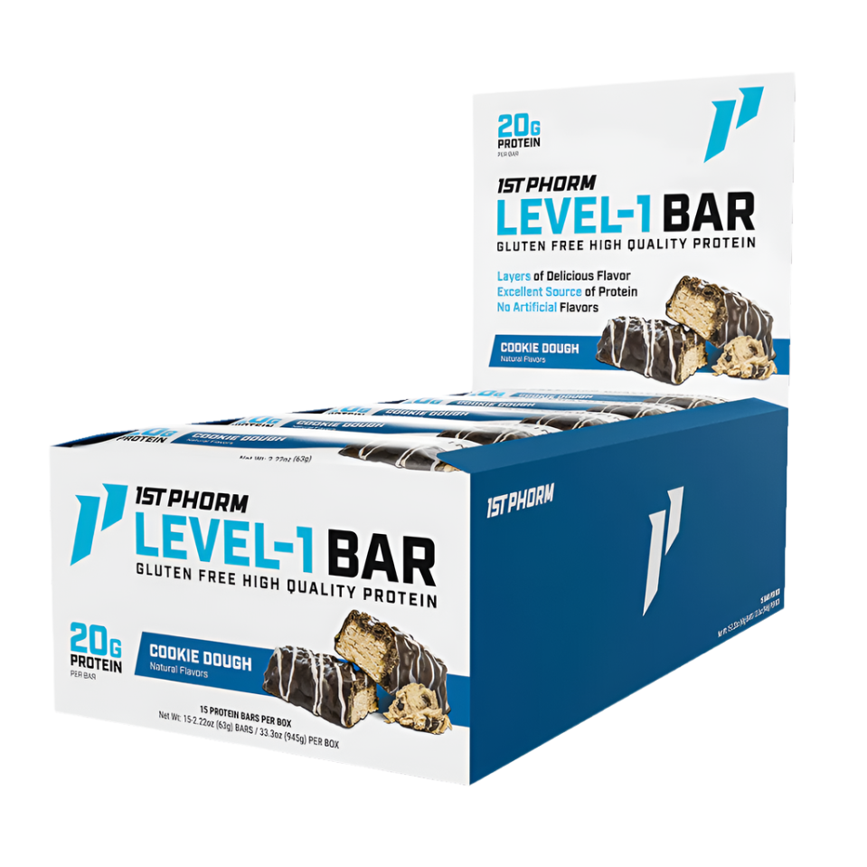 1st Phorm Level-1 Protein Bars - Chocolate Chip Cookie Dough - 15 Count