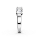 Badgley Mischka 2.00 CTW Emerald Cut Diamond Sterling Silver Band Ring - Size 7
