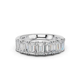 Badgley Mischka 2.00 CTW Emerald Cut Diamond Sterling Silver Band Ring - Size 7