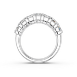 Badgley Mischka 3.00 CTW Emerald Cut Diamond Sterling Silver Band Ring - Size 7