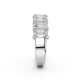 Badgley Mischka 3.00 CTW Emerald Cut Diamond Sterling Silver Band Ring - Size 7