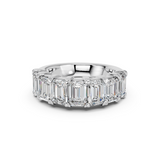 Badgley Mischka 3.00 CTW Emerald Cut Diamond Sterling Silver Band Ring - Size 7
