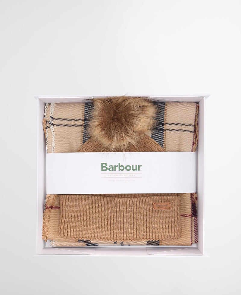 Barbour Womens Dover Beanie & Hailes Scarf Gift Set