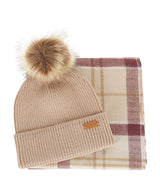 Barbour Womens Dover Beanie Hailes Scarf Gift Set