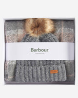 Barbour Womens Saltburn Beanie & Tartan Scarf Gift Set