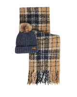 Barbour Womens Saltburn Beanie & Tartan Scarf Gift Set