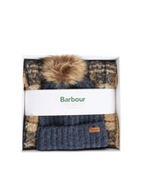 Barbour Womens Saltburn Beanie & Tartan Scarf Gift Set