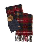 Barbour Womens Saltburn Beanie & Tartan Scarf Gift Set