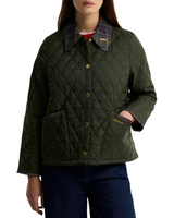 Barbour Womens Icons Tartan Collar Cropped Liddesdale Quilted Jacket