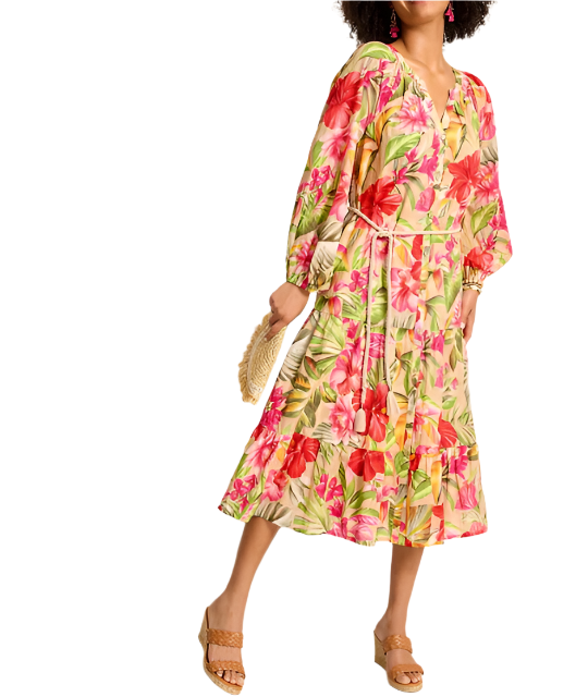 Tommy Bahama Womens La Botanica Midi Shirt Dress