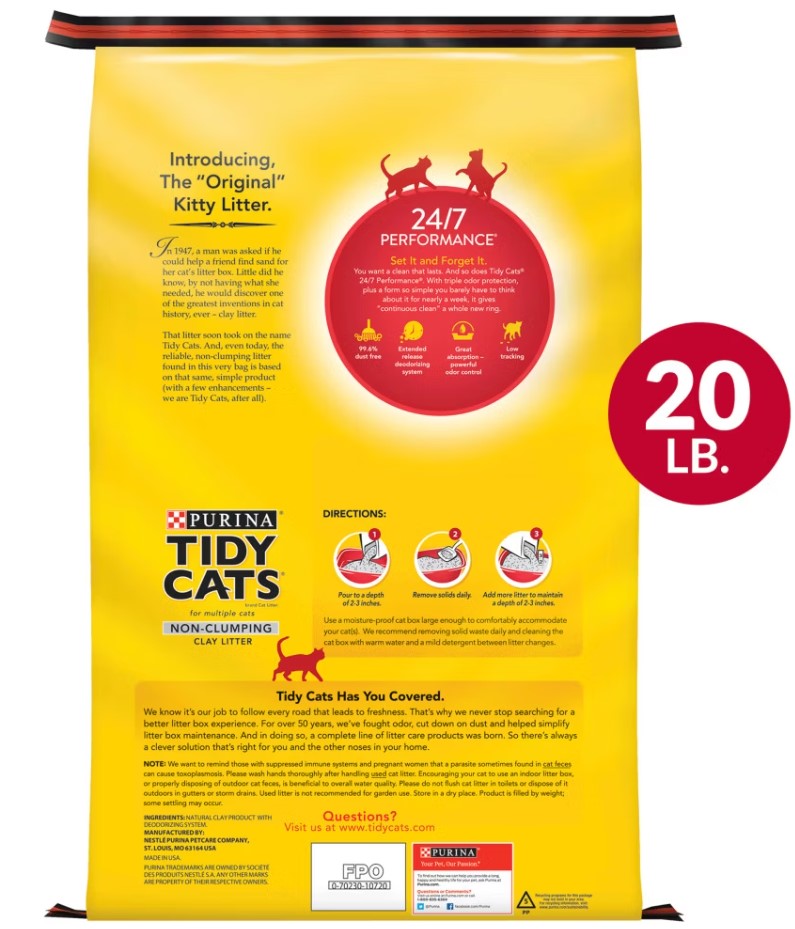 Purina Tidy Cats 24/7 Performance Non-Clumping Cat Litter - 20lbs.