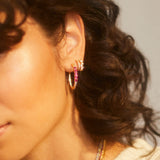 Nadri Love All Gold Double Hoop Earrings