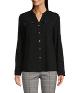 Calvin Klein Womens AirFloe Roll Tab Button Down Shirt