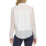 Calvin Klein Womens Chiffon Button Down Top