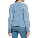 Calvin Klein Womens Smocked Chiffon Long Sleeve Top