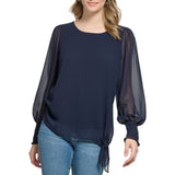 Calvin Klein Womens Knot Hem Blouse