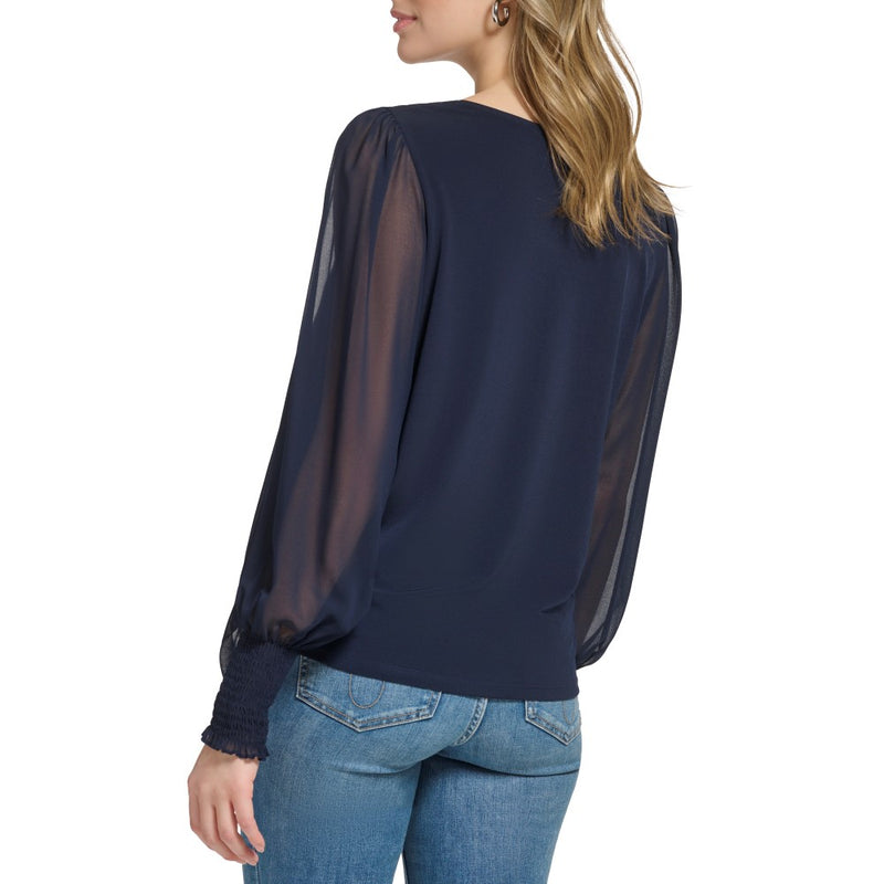 Calvin Klein Womens Knot Hem Blouse