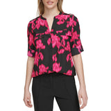 Calvin Klein Womens Print Long Sleeve Blouse Top
