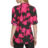 Calvin Klein Womens Print Long Sleeve Blouse Top