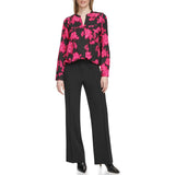 Calvin Klein Womens Print Long Sleeve Blouse Top