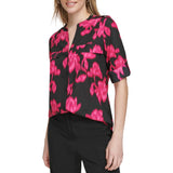 Calvin Klein Womens Print Long Sleeve Blouse Top