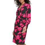 Calvin Klein Womens Print Long Sleeve V-Neck Dress