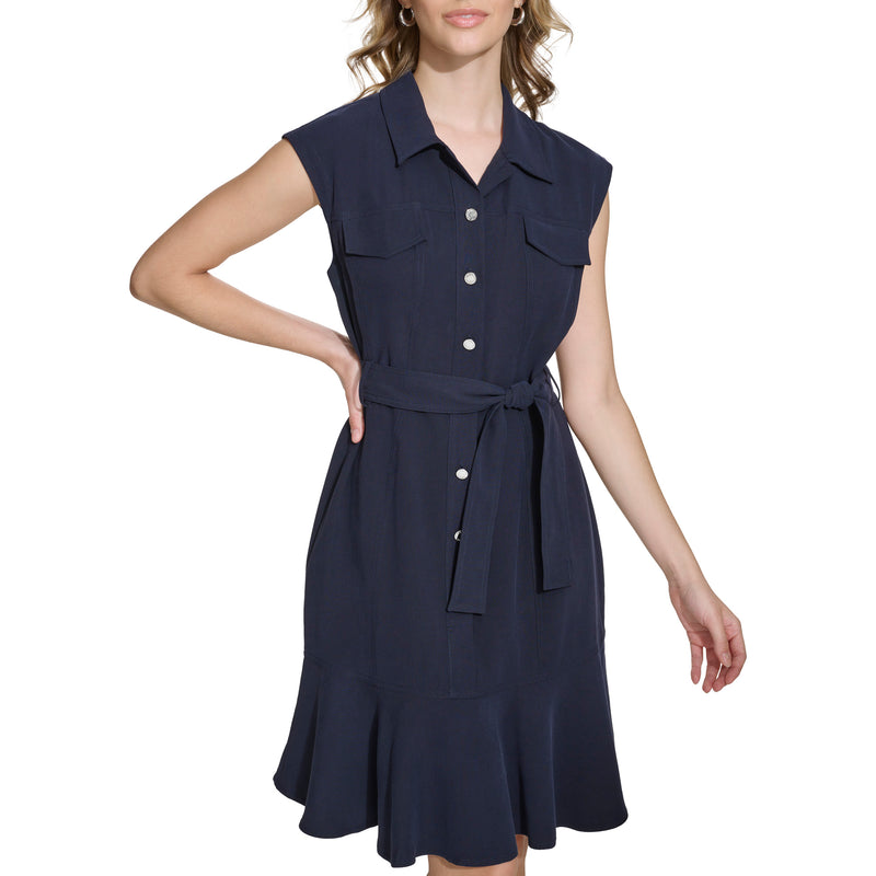 Calvin Klein Womens Rayon Twill Button Dress