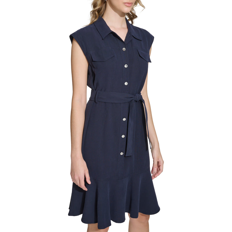 Calvin Klein Womens Rayon Twill Button Dress