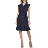 Calvin Klein Womens Rayon Twill Button Dress