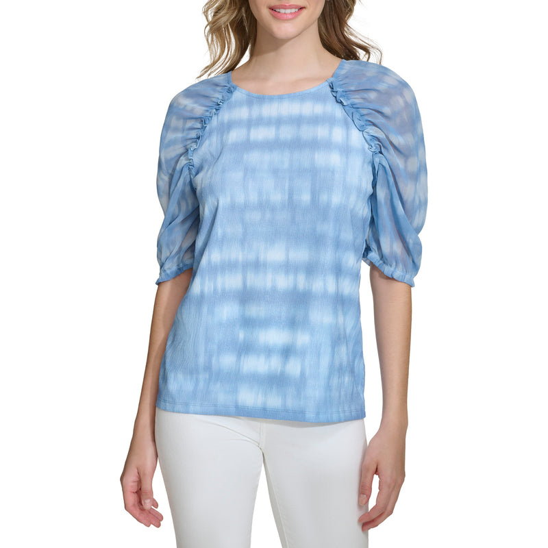 Calvin Klein Womens Rebecca Texture Chiffon Top