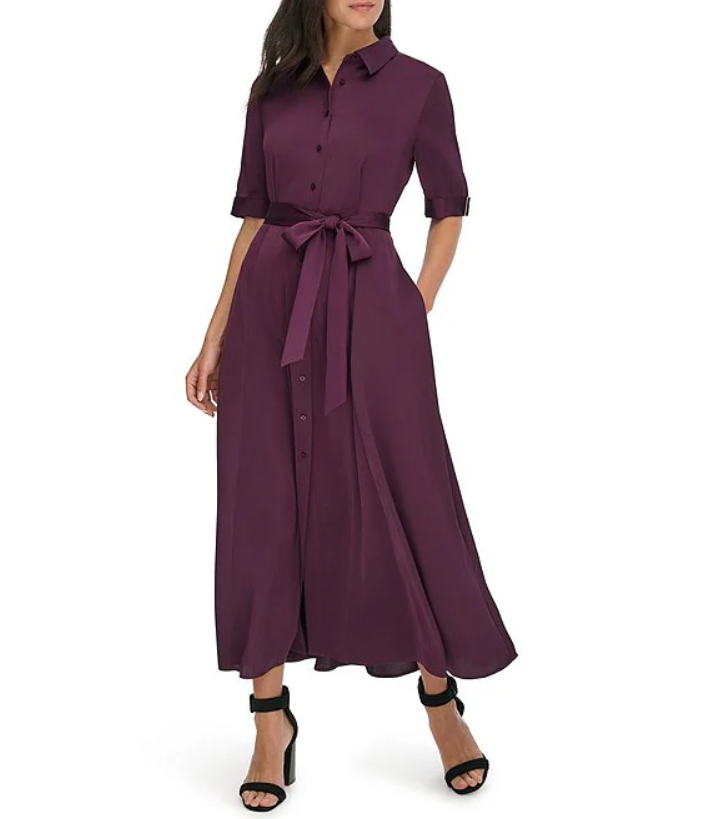Calvin Klein Womens Short Sleeve Button Front Shirt Dress ShopCGX Calvin Klein Womens Short Sleeve Button Front Shirt Dress ShopCGX