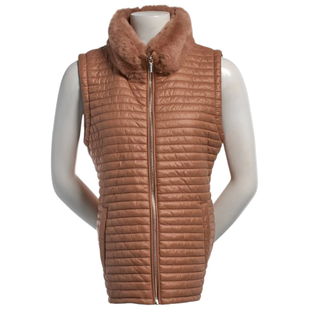 Calvin Klein Womens Light Weight Nylon Faux Fur Combo Vest – ShopCGX