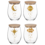 Ganz Celestial Stemless Wine Glasses with Wooden Lid