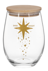 Ganz Celestial Stemless Wine Glasses with Wooden Lid