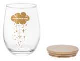 Ganz Celestial Stemless Wine Glasses with Wooden Lid