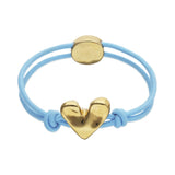 UNOde50 Blue Elastic Thread Gold Heart Charm Bracelet - Medium
