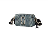 Marc Jacobs The Washed Monogram Denim Snapshot Crossbody Handbag