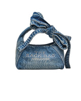Marc Jacobs The Denim Bow Mini Sack Shoulder Handbag