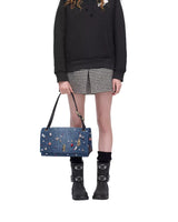 Marc Jacobs The Trinket Charm Denim Large Dual Shoulder Handbag