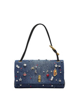 Marc Jacobs The Trinket Charm Denim Large Dual Shoulder Handbag