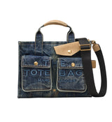 Marc Jacobs The Denim Suede Medium Cargo Tote Handbag
