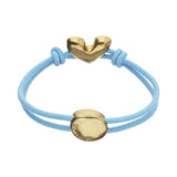 UNOde50 Blue Elastic Thread Gold Heart Charm Bracelet - Medium