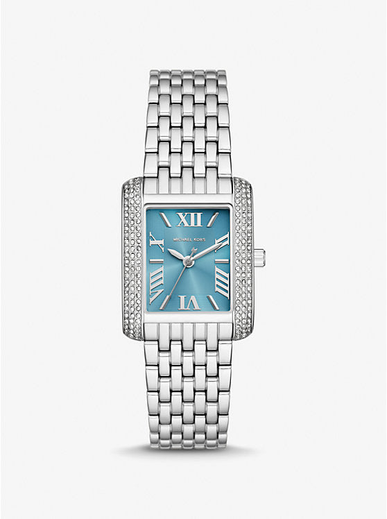 Michael Kors Womens Petite Emery Pavé Silver-Tone Watch