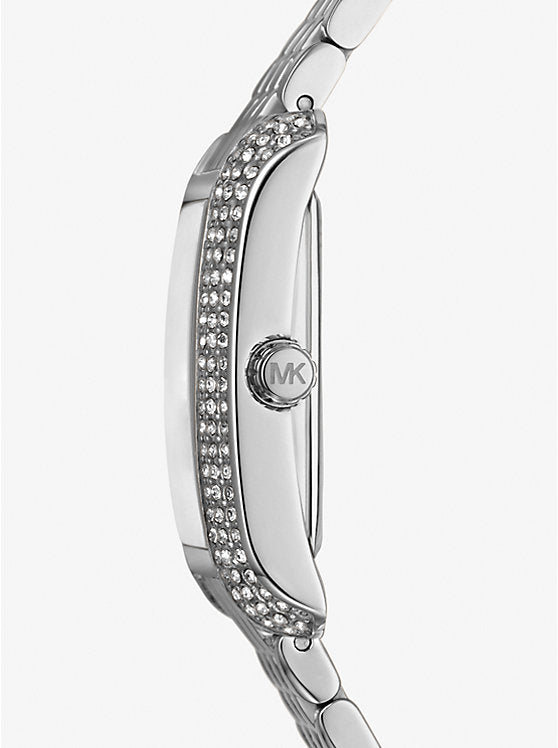 Michael Kors Womens Petite Emery Pavé Silver-Tone Watch