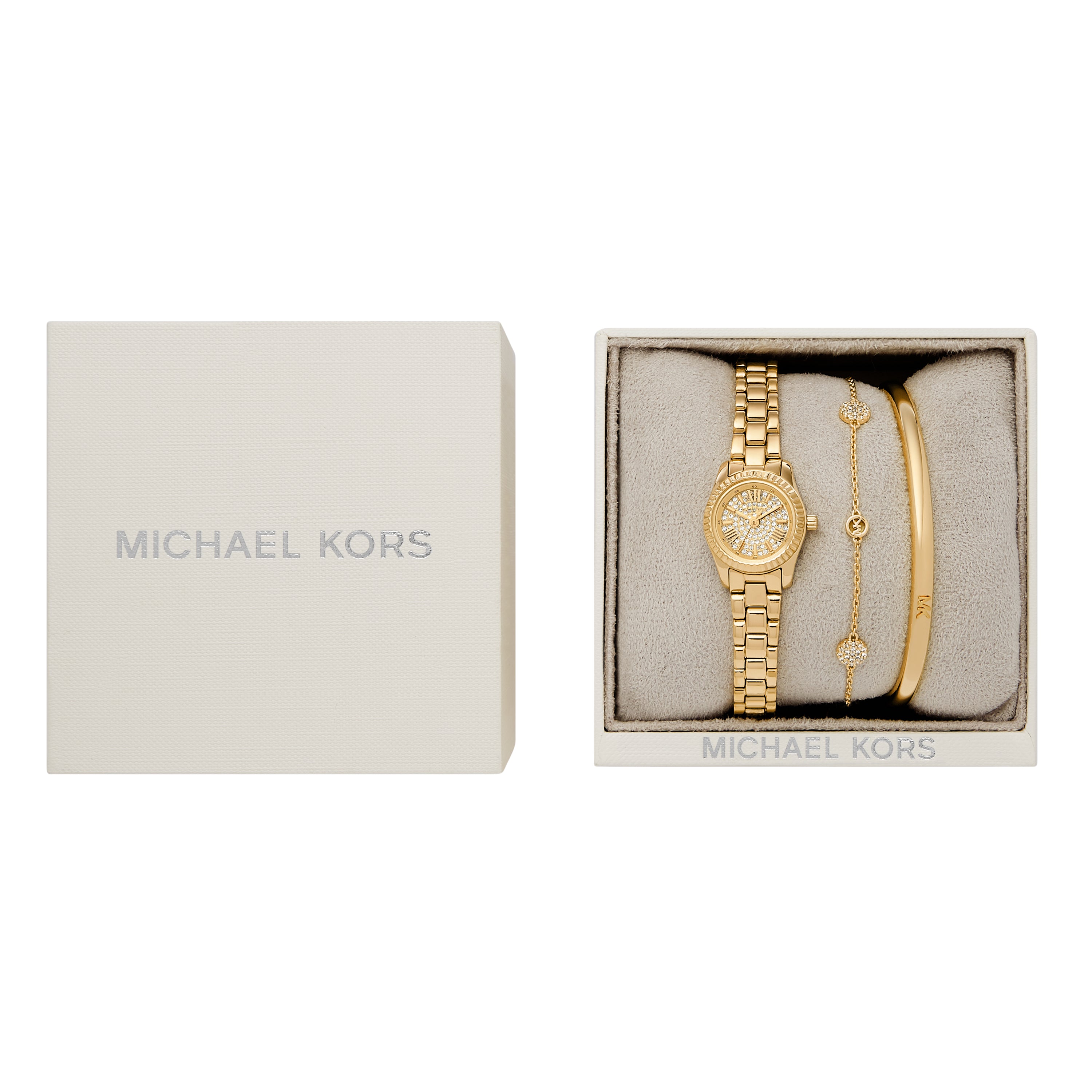 Michael Kors Lexington Three-Hand Gold-Tone Stainless Steel Watch Gift Set